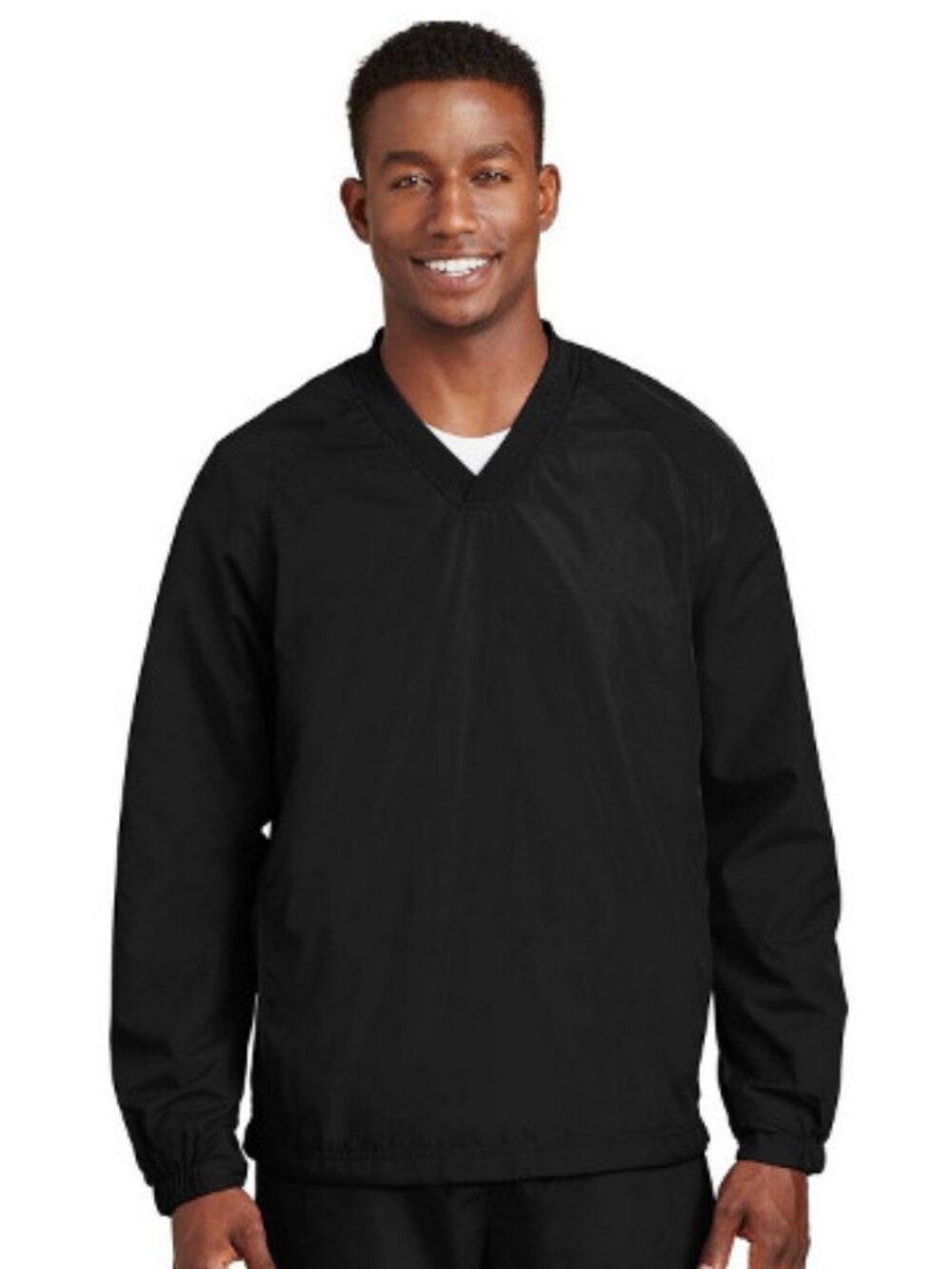 Sport-Tek V-Neck Raglan Wind Shirt. - JST72 - Black